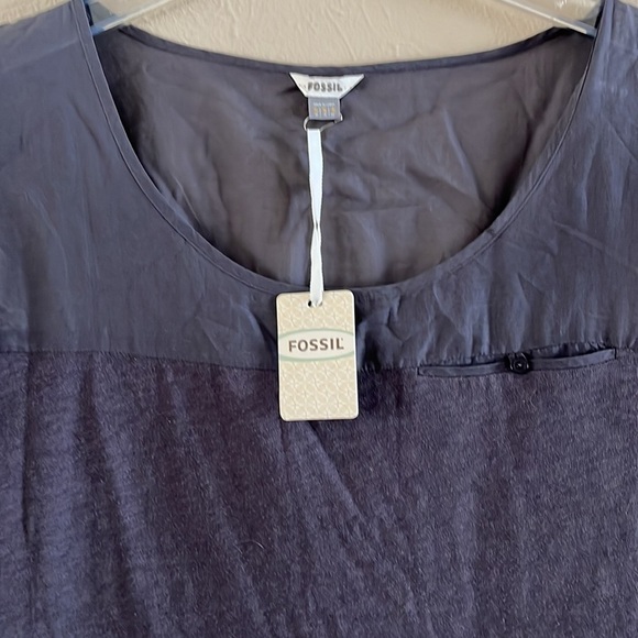 NWT Fossil Knit and Sheer Top Sabrina Charcoal Sleeveless Size Small - Picture 4 of 14